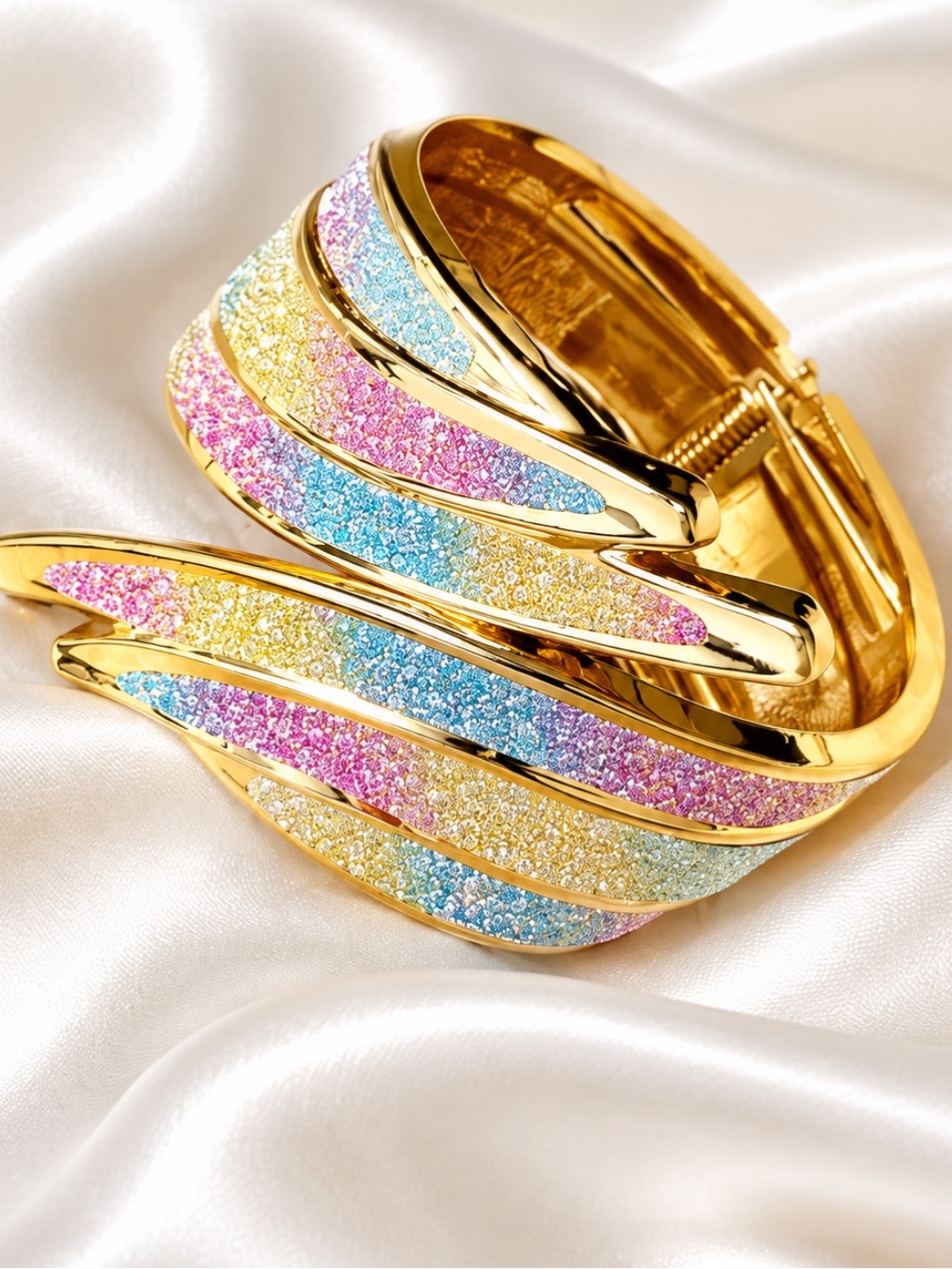 ❌Sale❌Fashion Jewelry Gold and Glittering Multicolour Cuff Bracelet